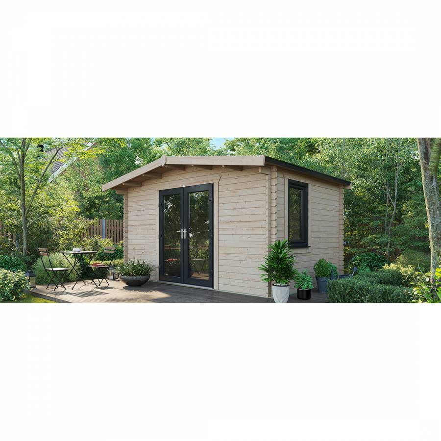 SAVE £1130  10x14 Power Chalet Log Cabin Central Double Doors - 44mm