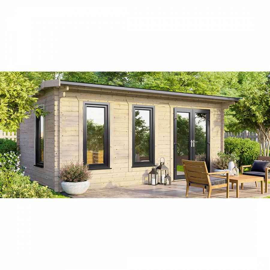 SAVE £1270 18x10 Power Apex Log Cabin Doors to the Right  -  44mm