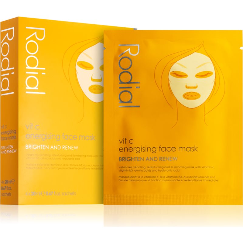 Rodial Vit C Energising Face Mask brightening and revitalising sheet mask with vitamin C 4 x 20 ml