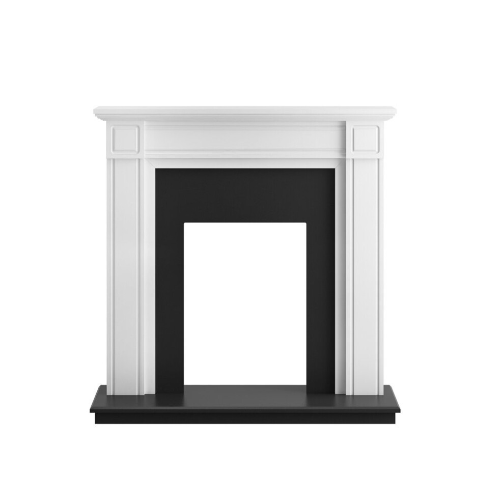Adam Georgian Fireplace in Pure White and Black, 39 Inch