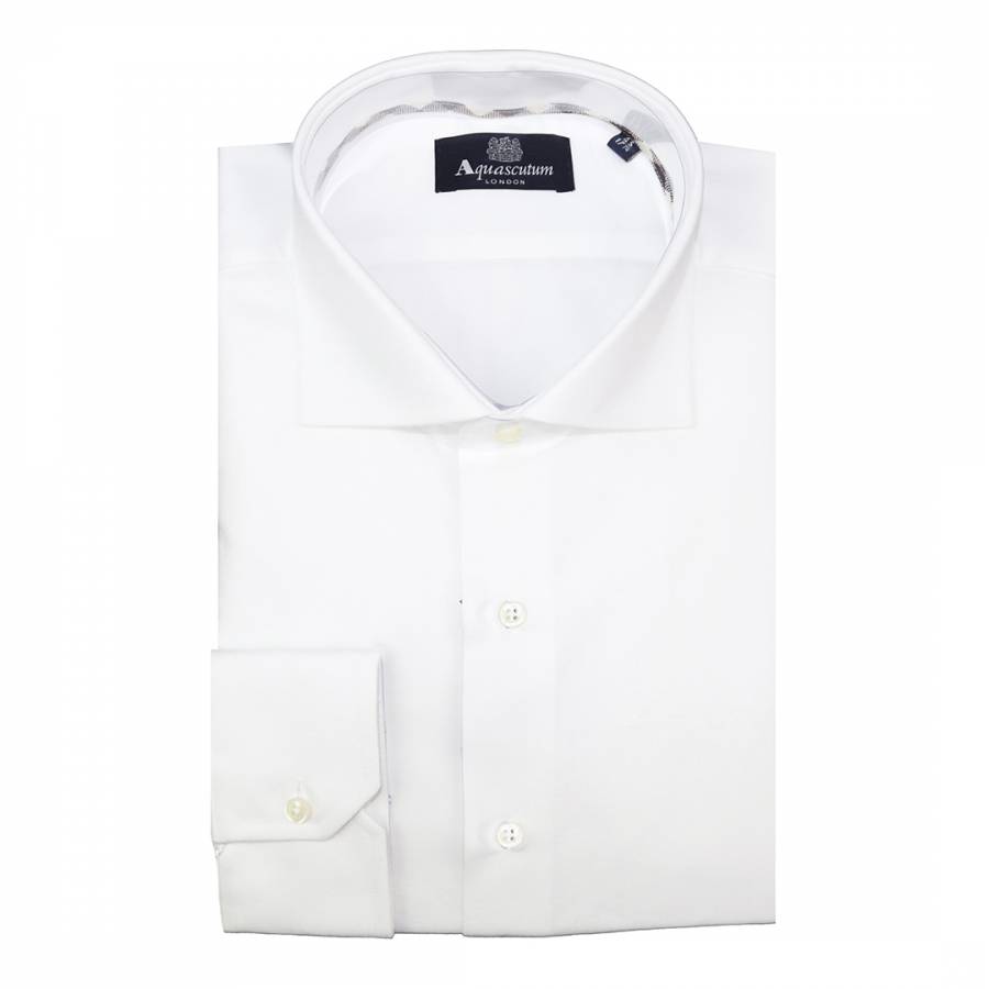 White Long Sleeve Button Cuff Cotton Shirt
