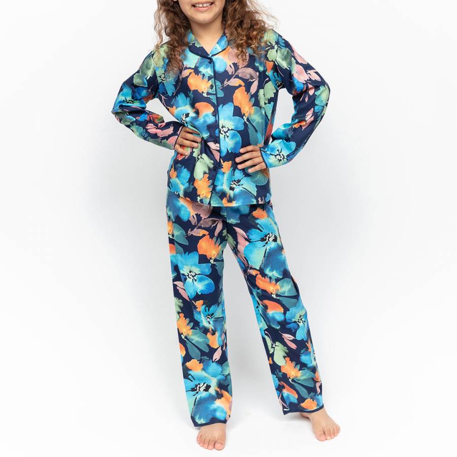 Blue Bea Girls Floral Print Pyjama Set