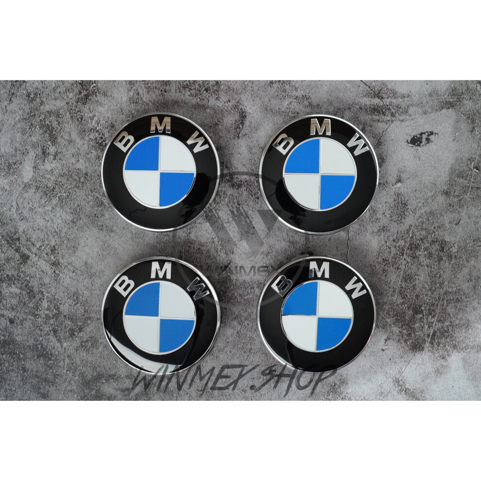 Set of 4 BMW Alloy Wheel Hub Centre Caps Badges