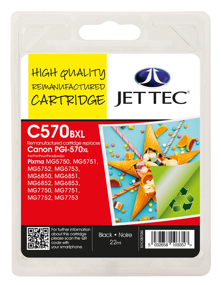 Jet Tec 101C057030 Ink Cart, Reman, Pgi-570Xl Black