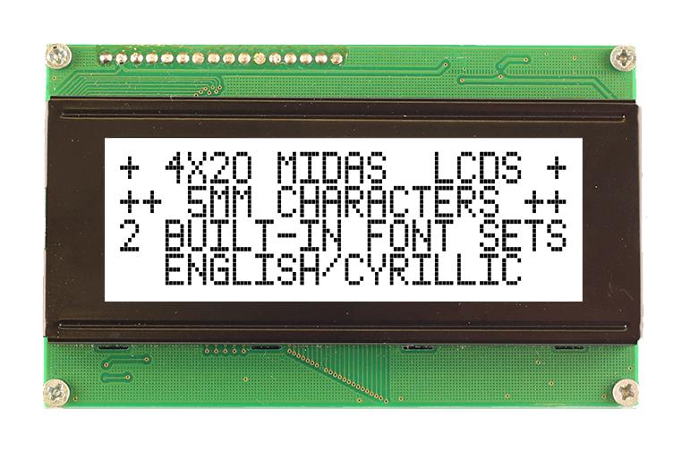 Midas Displays Mc42005A6Wr-Fptlw-V2 Lcd Module, Cob, Fstn, 20X4, Parallel