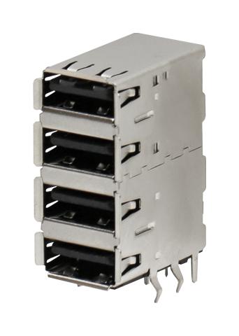 Stewart Connector Ss-52100-004 Usb Stacked Conn, R/a, 2.0 A Rcpt, 4Port