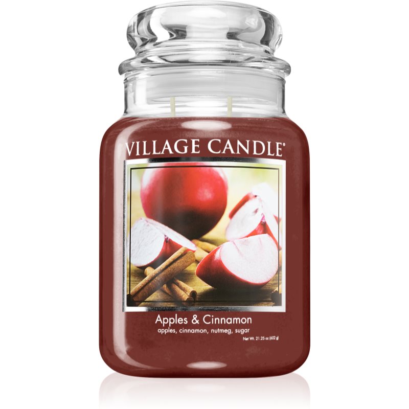 Village Candle Apples & Cinnamon scented candle (Glass Lid) 602 g