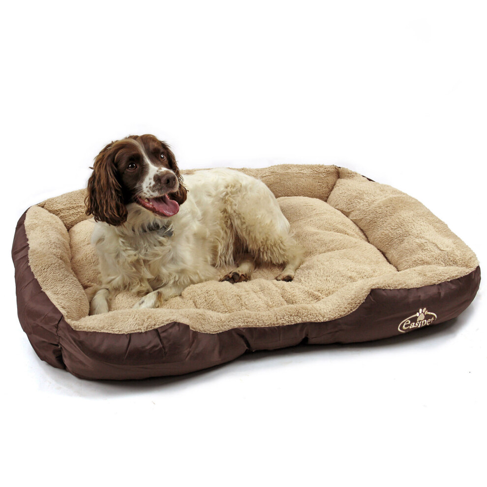 Large Dog Bed in Tan Faux Fur Fleece Easipet