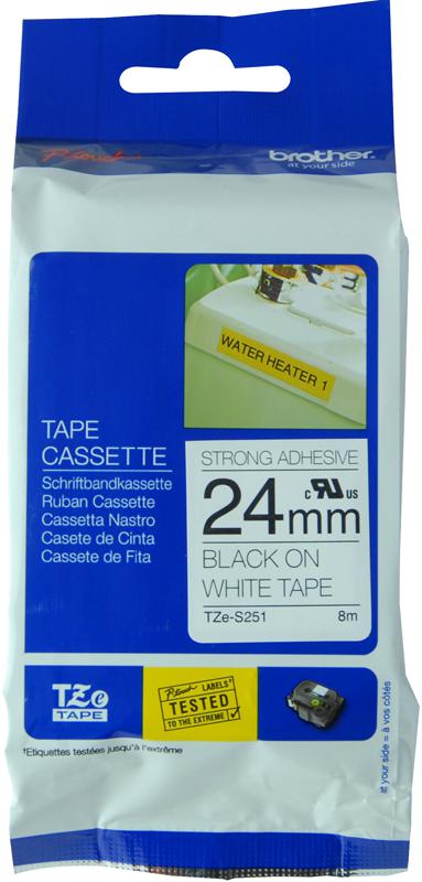 Brother Tze-S251 Tape, Black On White, 24mm