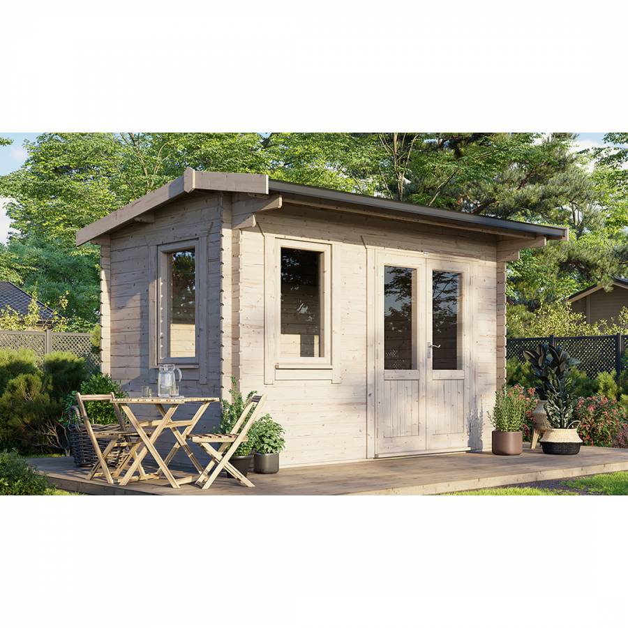 SAVE £530 14x8 Power Apex Log Cabin Doors to the Right  -  28mm
