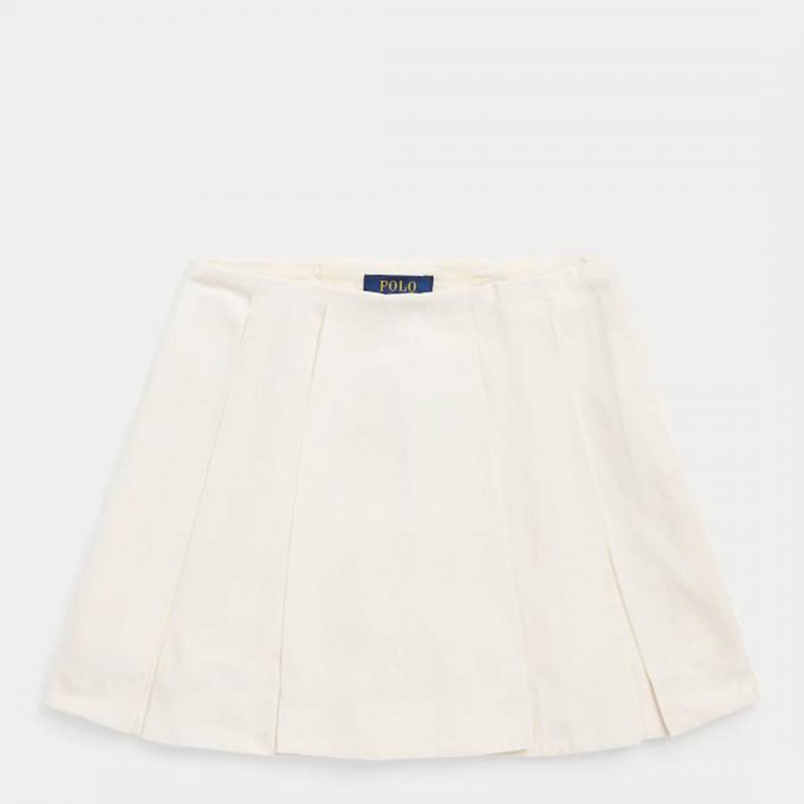 Younger Girl's White Pleated Mini Skirt