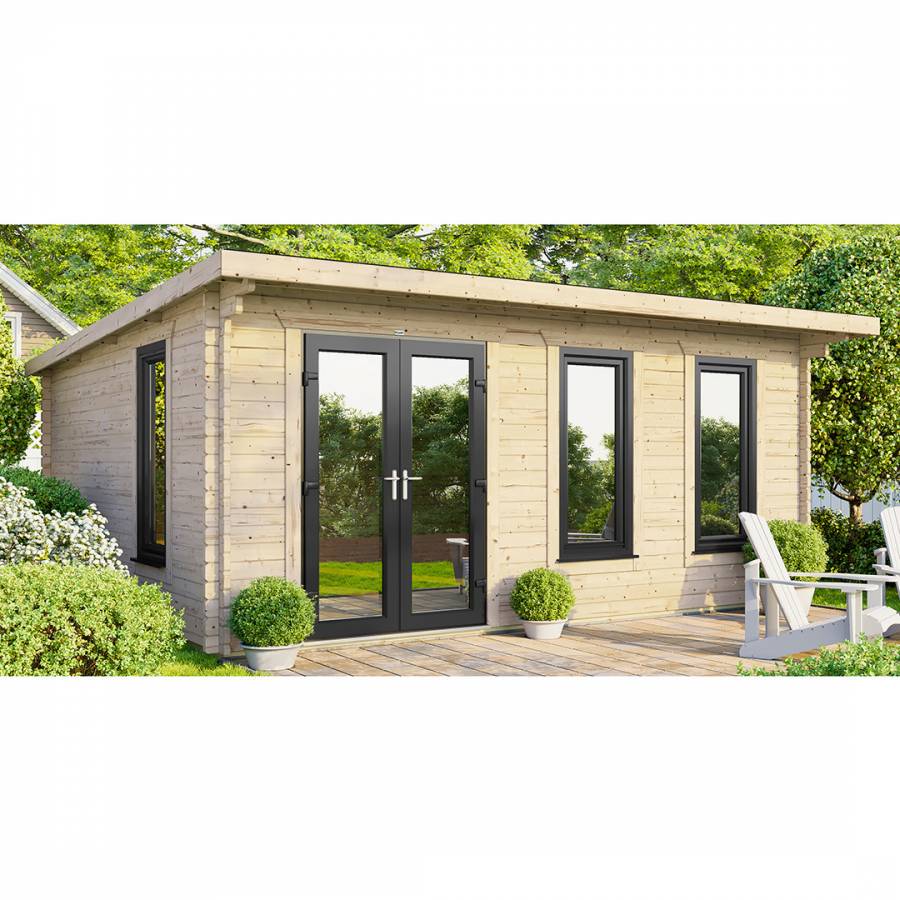 SAVE £1465  18x14 Power Pent Log Cabin Doors to the Left - 44mm
