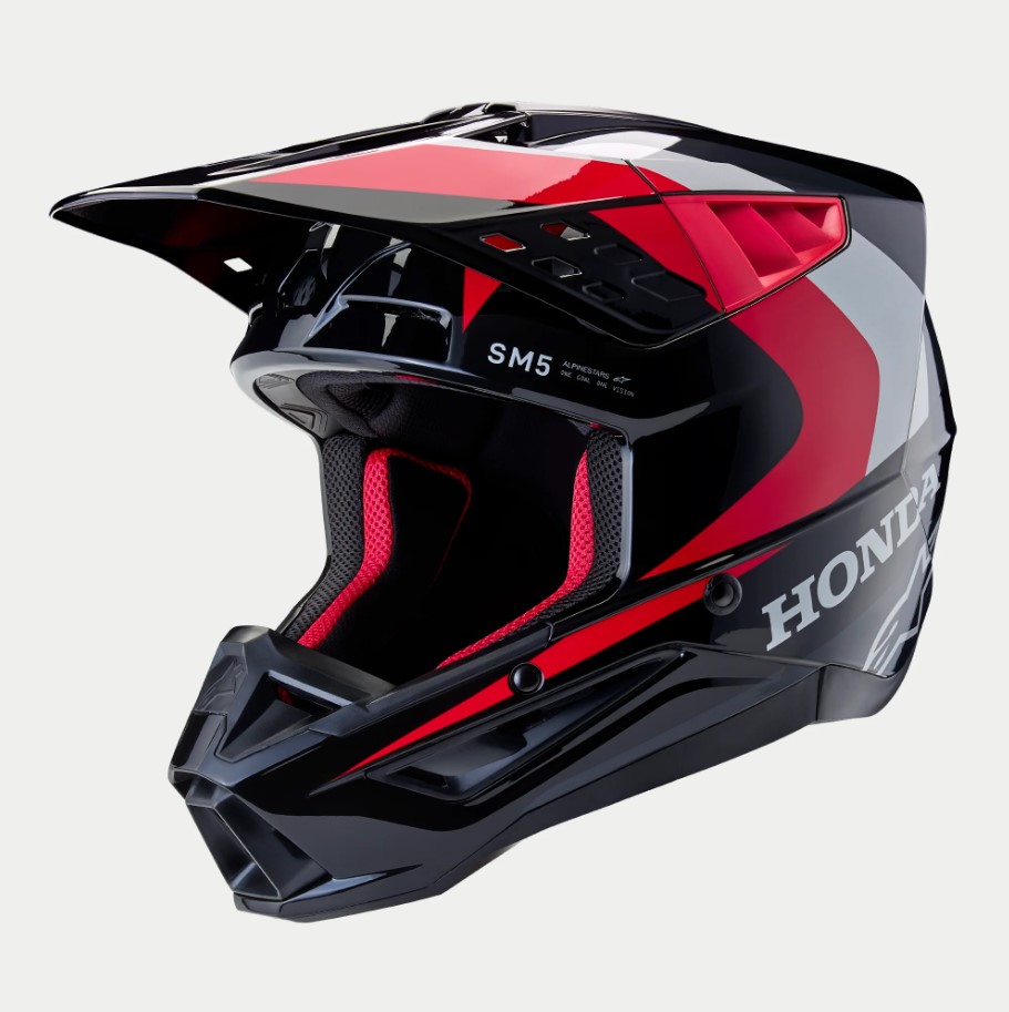 Alpinestars Honda S-M5 Helmet Ece 22.06 Black Red Glossy Size XS