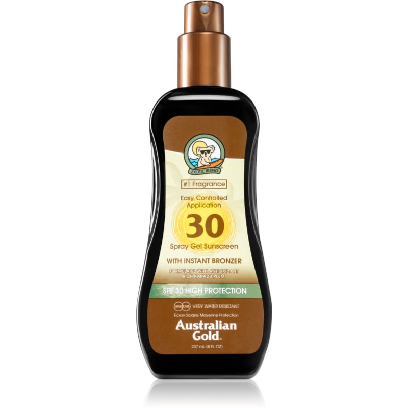 Australian Gold Spray Gel Sunscreen With Instant Bronzer protective tinted gel SPF 30 237 ml