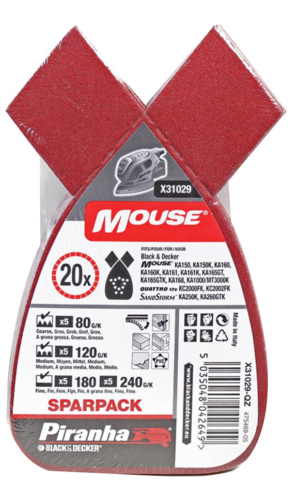 Piranha X31029-Qz Mouse Sanding Sheet Sparpack Assort 20Pk