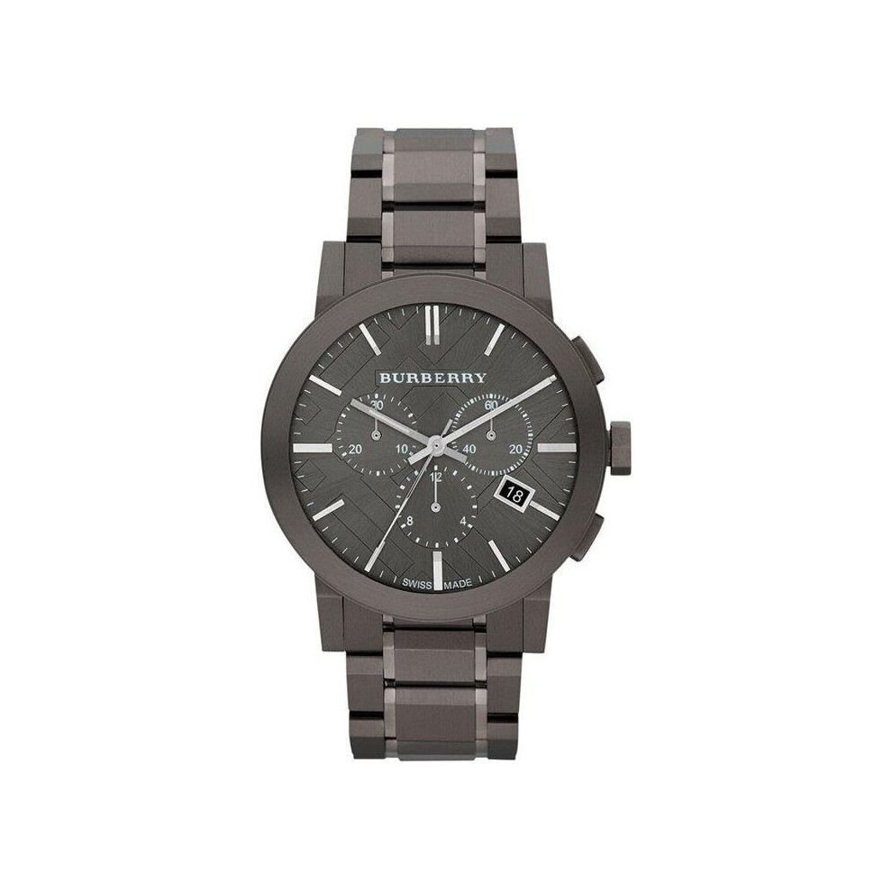 Burberry BU9354 Large Check Gray Ion Plated Men's Watch