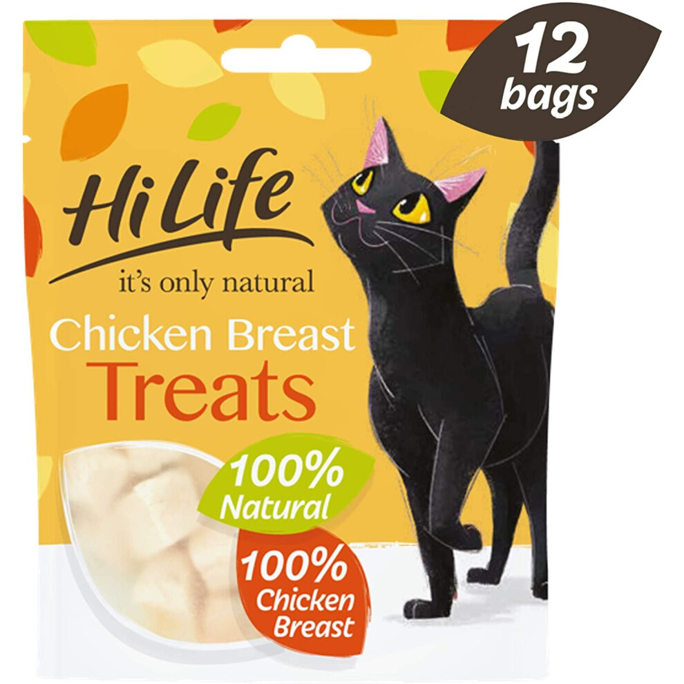 HiLife it's only natural Cat Treats - 100% Chicken Breast, 100% Natural Grain Free, 12 Bags x 10g