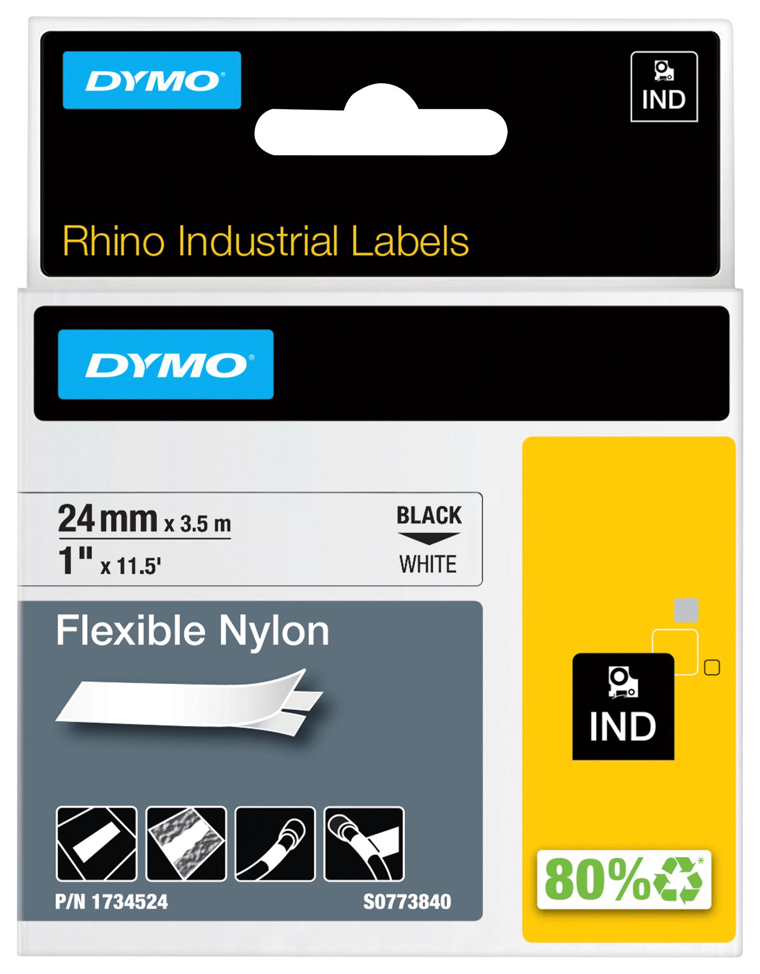 Dymo 1734524 Rhino Tape Orig Flexible Black_White