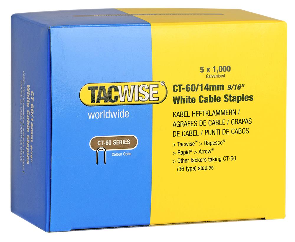 Tacwise Plc 0357 Ct60 Cable Galvanised Staples White 14mm