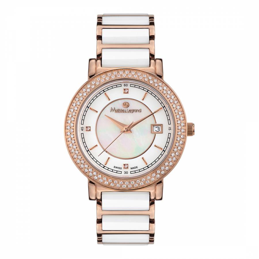 Women's Rose Gold/White Stainless Steel Quartz Watch
