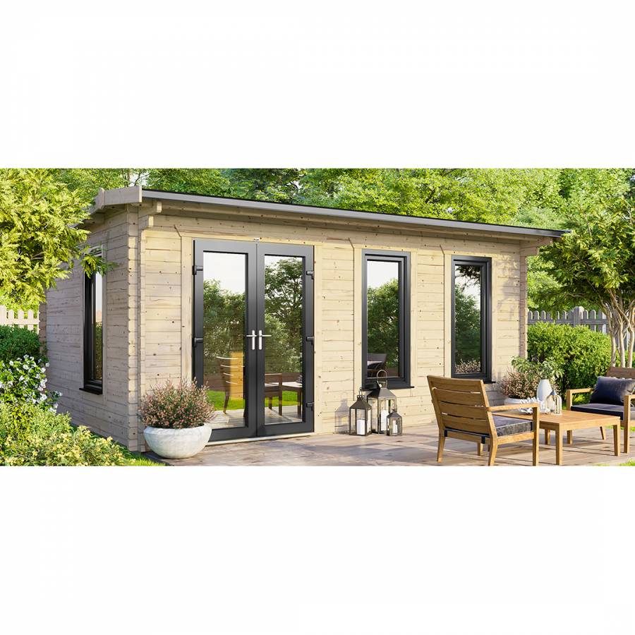 SAVE £1270 18x10 Power Apex Log Cabin Doors to the Left  -  44mm