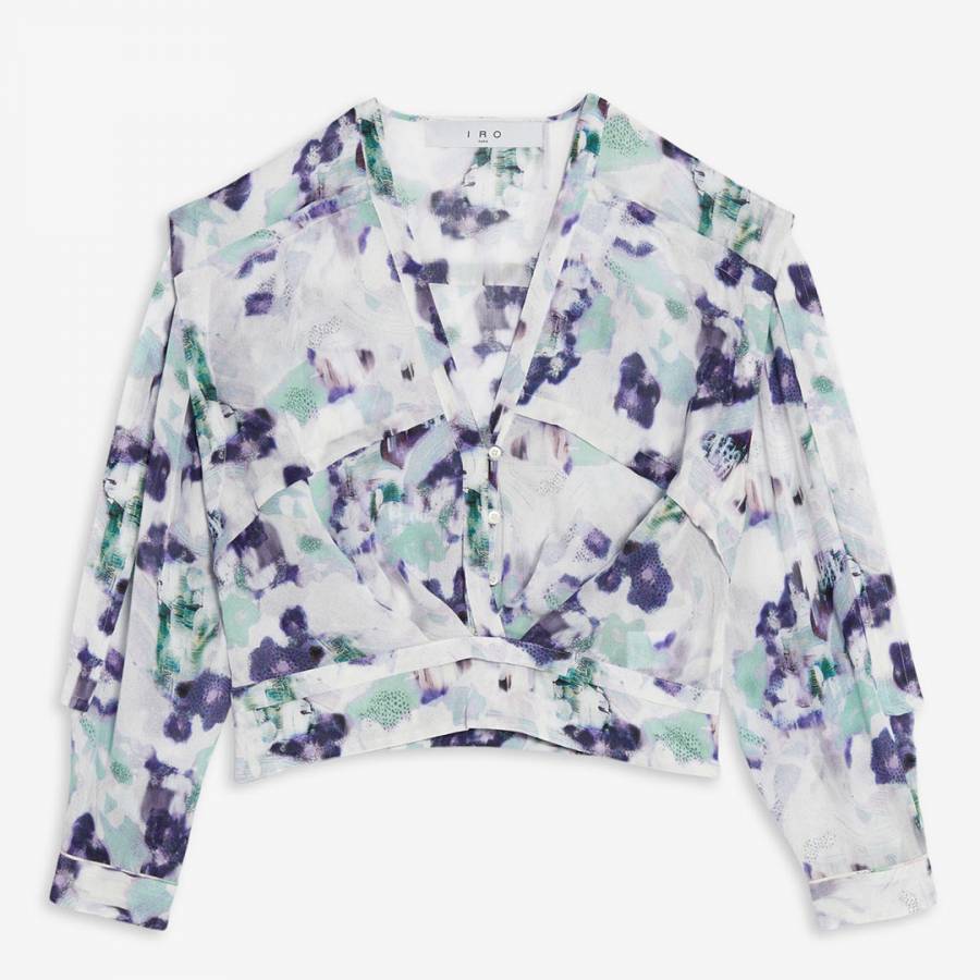 Blue and White Floral Blouse