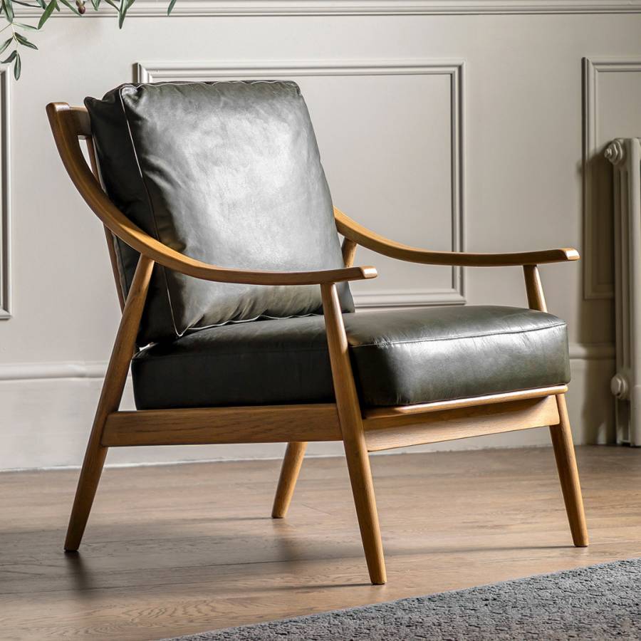 Austell Armchair Green Leather
