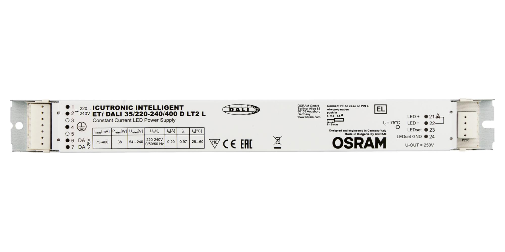 Osram Eti-Dali-35/220-240/400-D-Lt2-L Led Driver, Constant Current, 240V, 35W