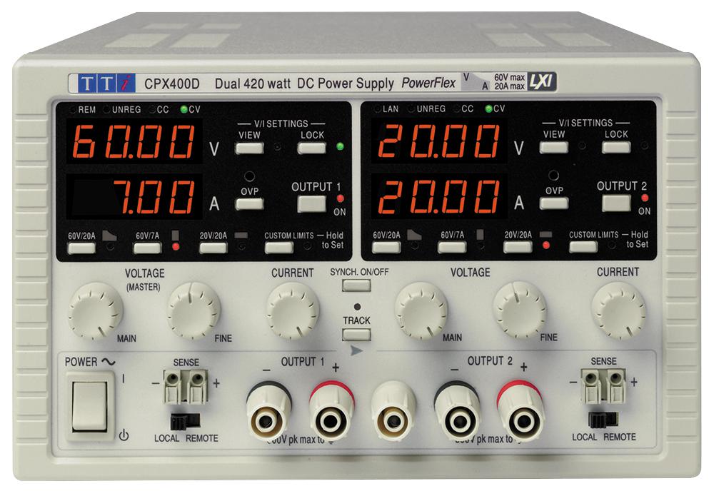Aim-Tti Instruments Cpx400D Power Supply, 2Ch, 60V, 20A, Adjustable