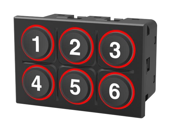 EAO K09-01.000003 In-Cabin Keypad, 6 Key, 24V, 80 X 53 mm