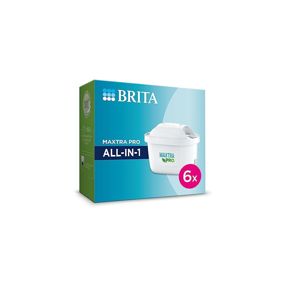 BRITA MAXTRA PRO All-in-1 Water Filter Cartridge 6 Pack - Original BRITA refill reducing impurities, chlorine, pesticides and limescale