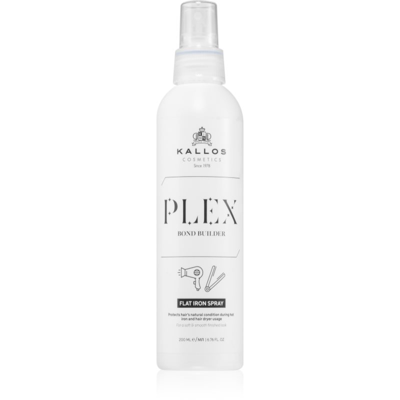 Kallos Plex Flat Iron Spray heat protection spray for use with flat irons and curling irons for damaged, chemically-treated hair 200 ml