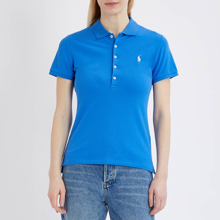 Blue Slim Stretch Cotton Polo Shirt