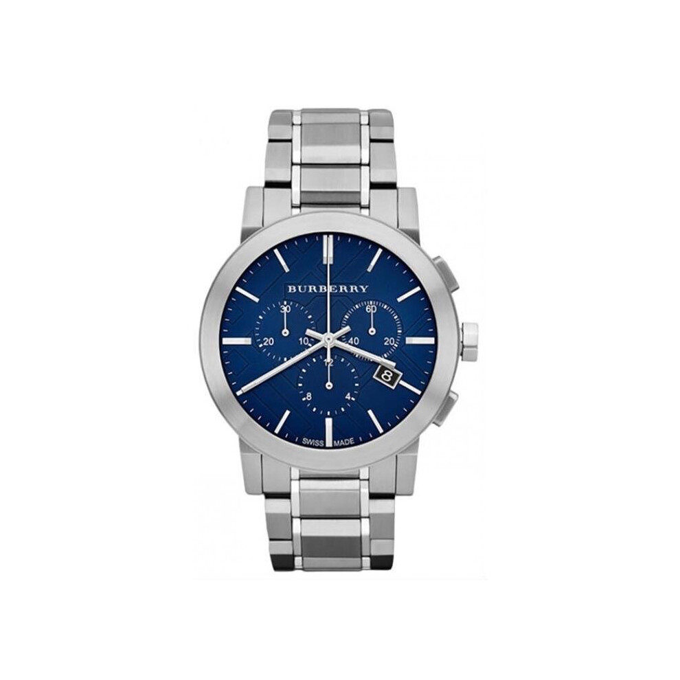 Burberry BU9363 Blue Dial Large Check Stainless Steel Men's Watch