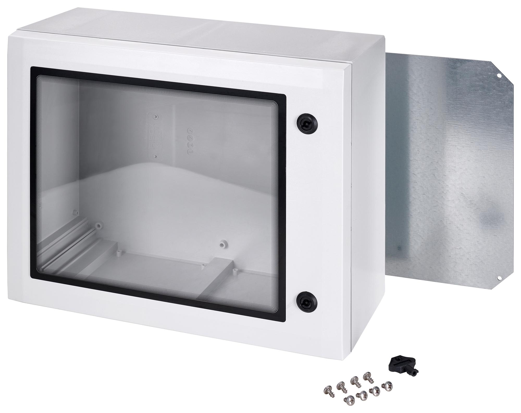 Fibox Arca 405021W Enclosure W/window, Multipurpose, Gry/pc