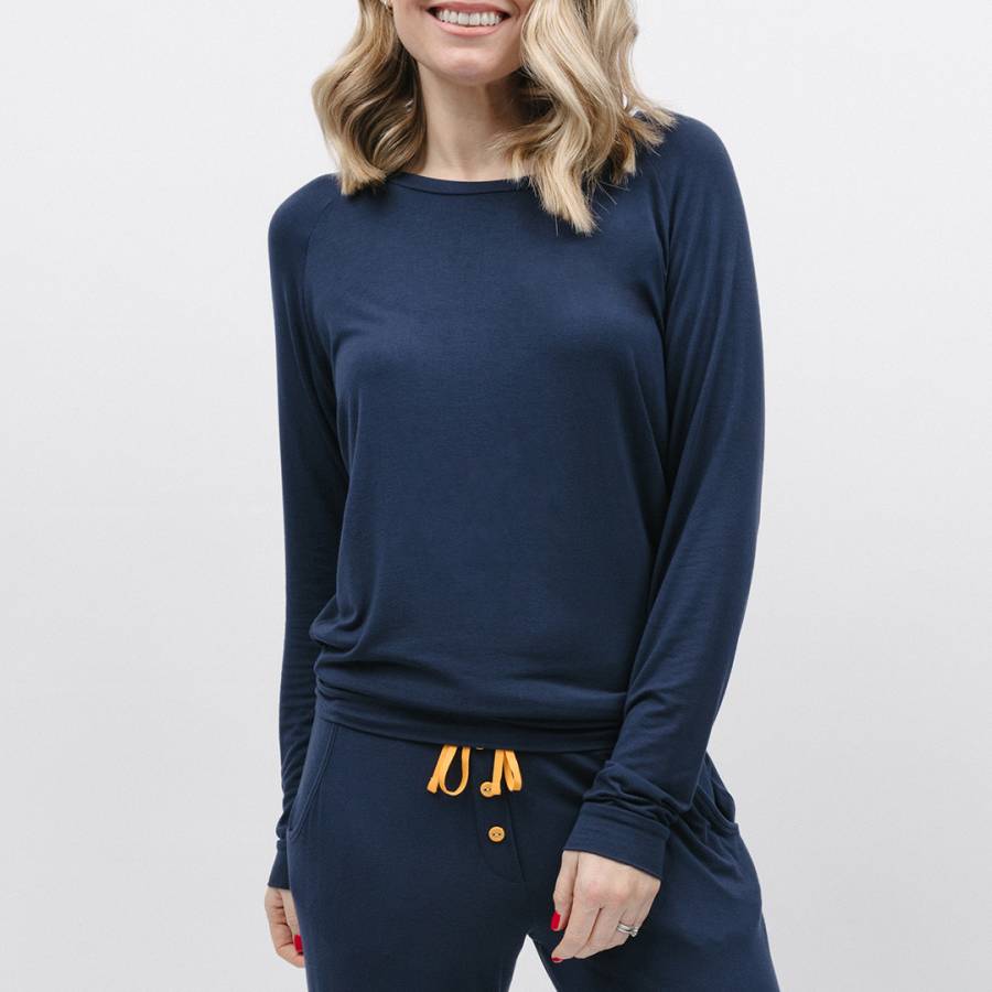 Navy Bea Knit Slouch Top