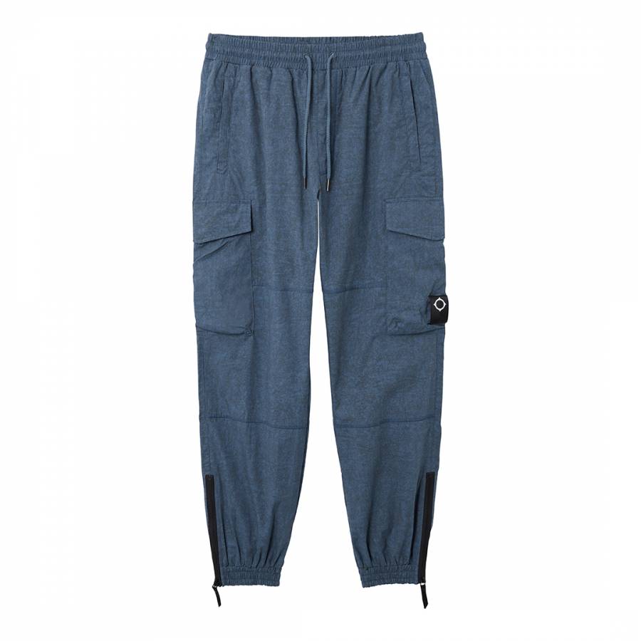 Teal Cotton Cargo Trousers
