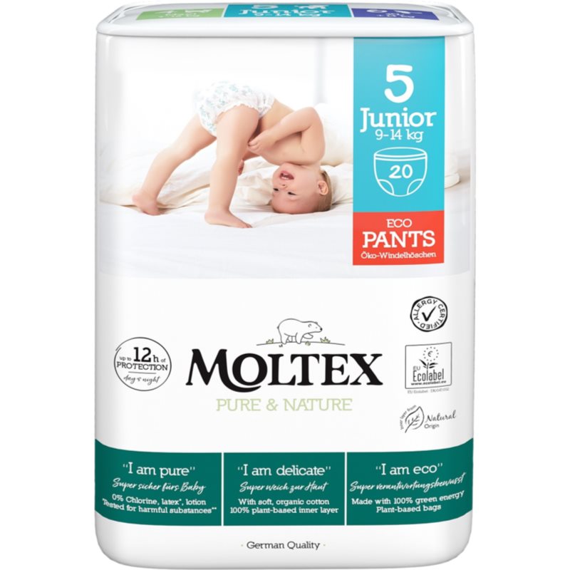 Moltex Pure & Nature Junior Size 5 disposable nappy pants 9-14 kg 20 pc