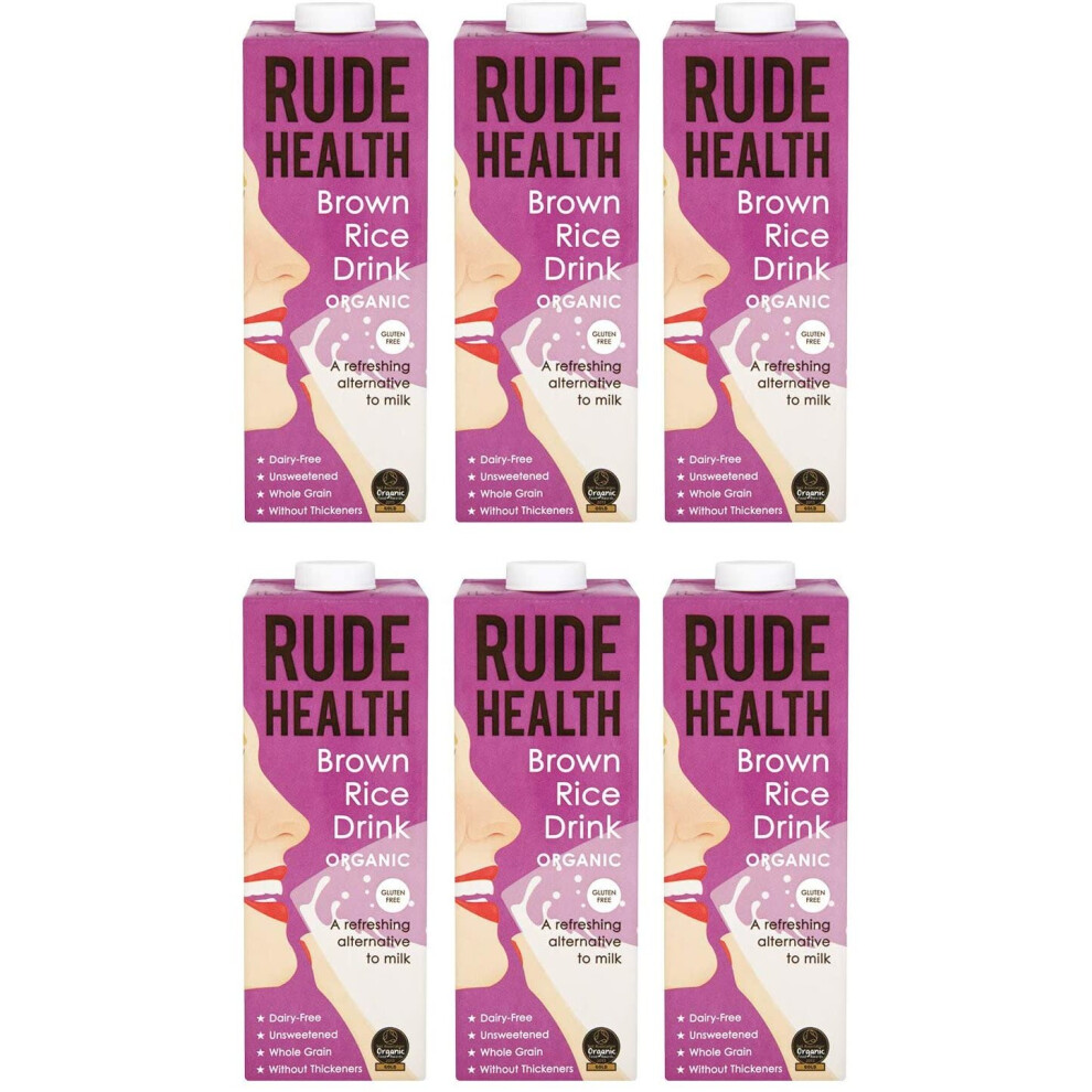 Rude Health Organic Brown Rice Drink, 1 Litre (Pack of 6)