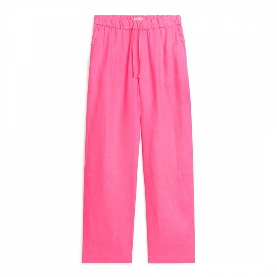 Pink Linen Drawstring Trousers