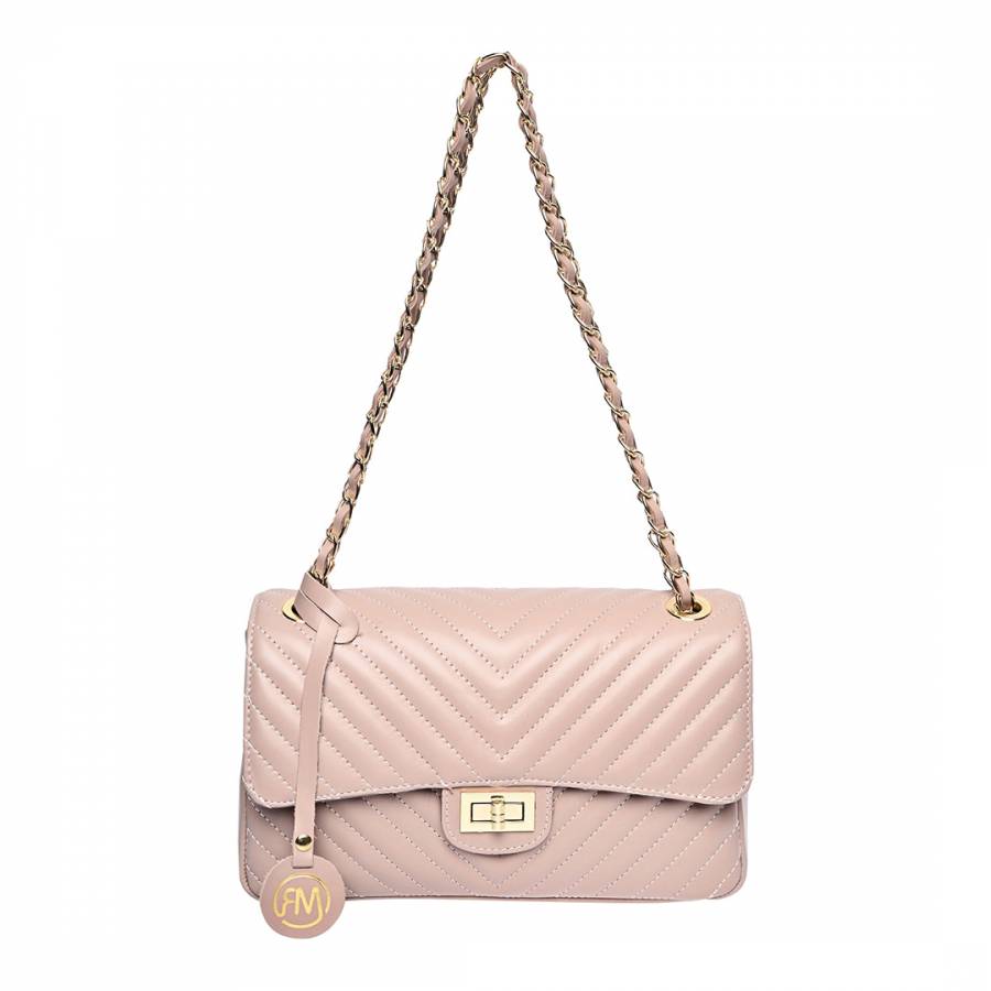 Light Pink Italian Leather Shoulder Bag