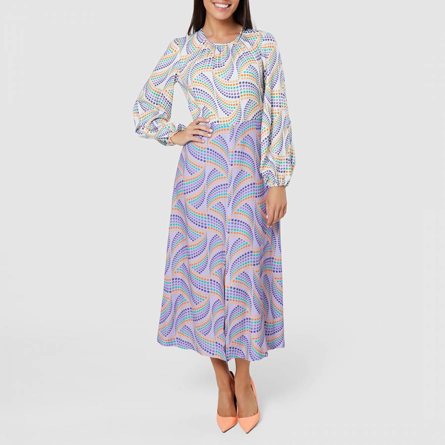 Lilac  Print A-Line Midi Dress