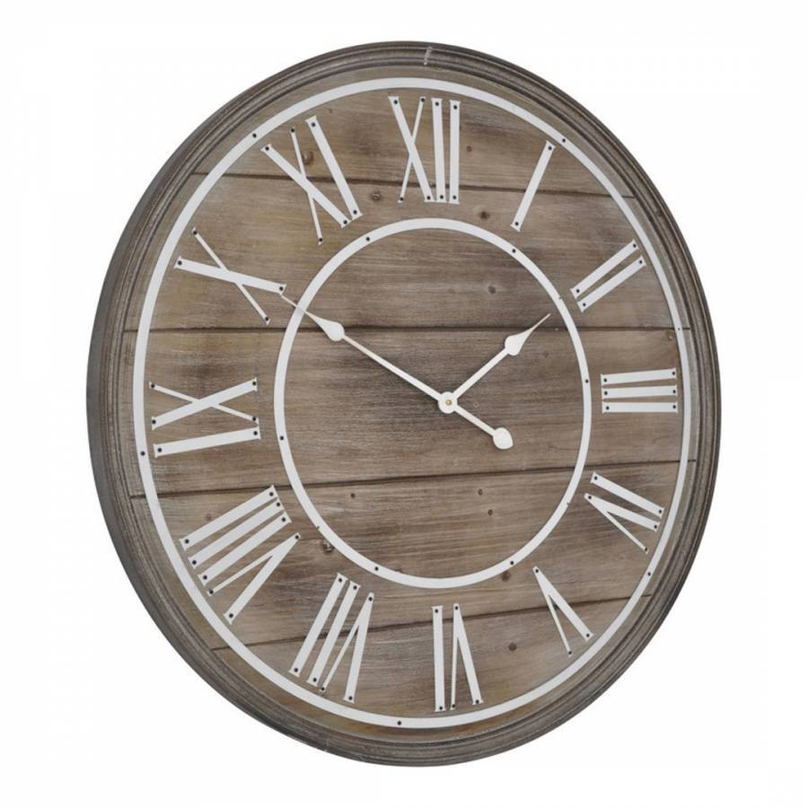 Iconic Hemsby Wall Clock Bleach Wooden