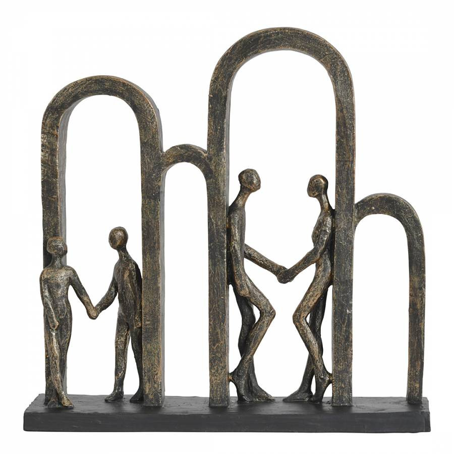 Large Family In Arches Sculpture Antique Bronze