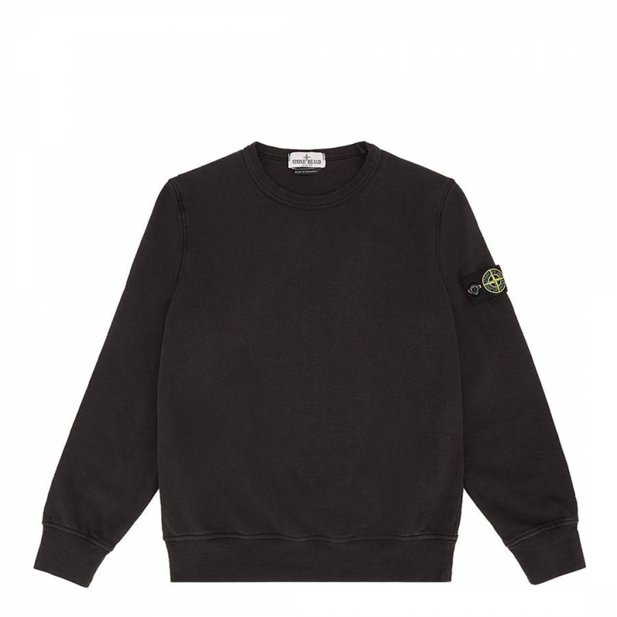 Black Crew Neck Cotton Fleece Sweatshirt