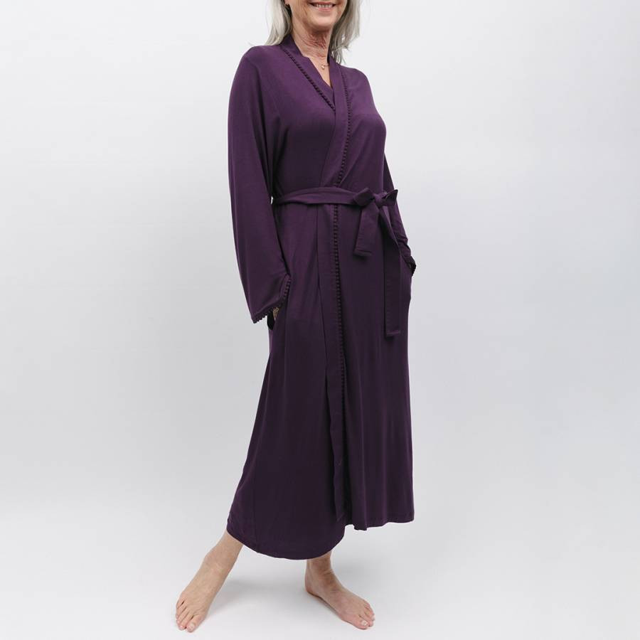 Berry Jersey Knit Long Dressing Gown