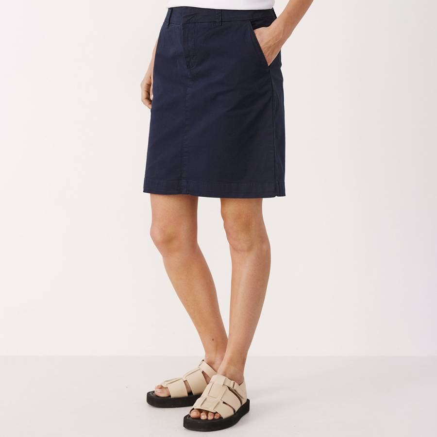 Navy Cotton Sofine Skirt
