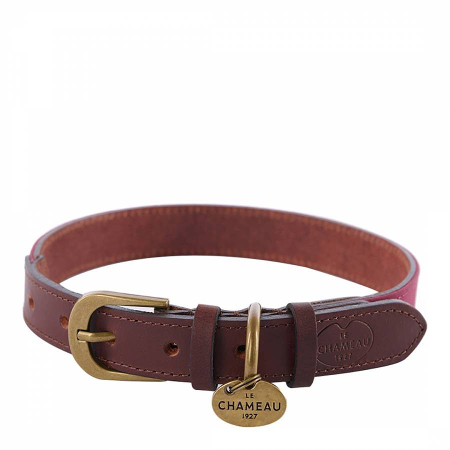 Large Waxed Cotton/Leather Dog Collar Rouge