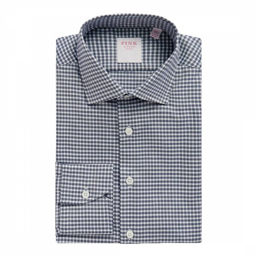 Blue Journey Twill Check Tailored Fit Cotton Shirt