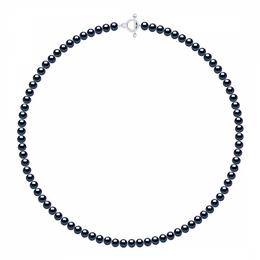 Silver & Black Freshwater Pearl Necklace 6-7 mm